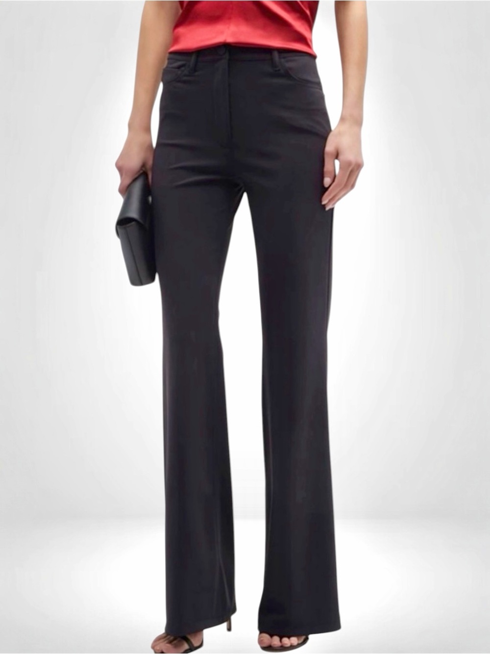 Theory Demitria High-Rise Precision Ponte Flared Women’s Black Pant Trouser NEW